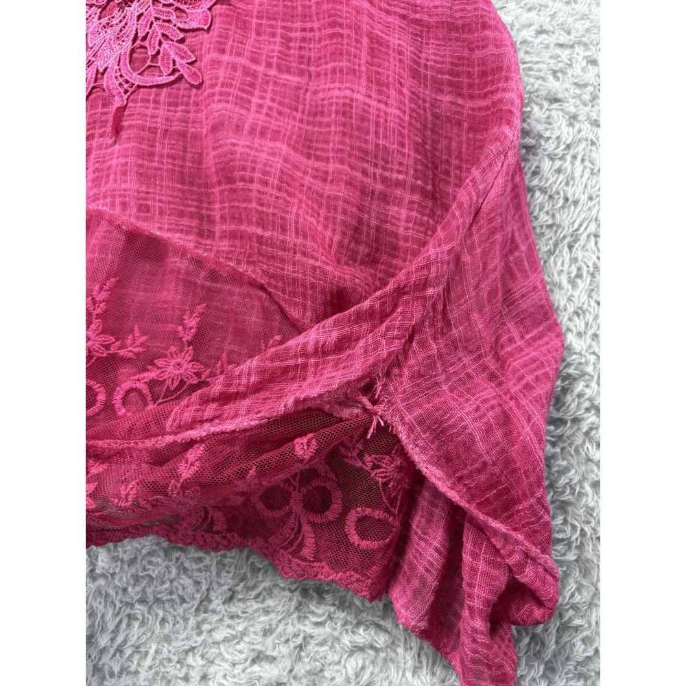 Made in Italy Womens L Pink Floral Lace Tunic Top Boho Lagenlook Romantic - Picture 9 of 10